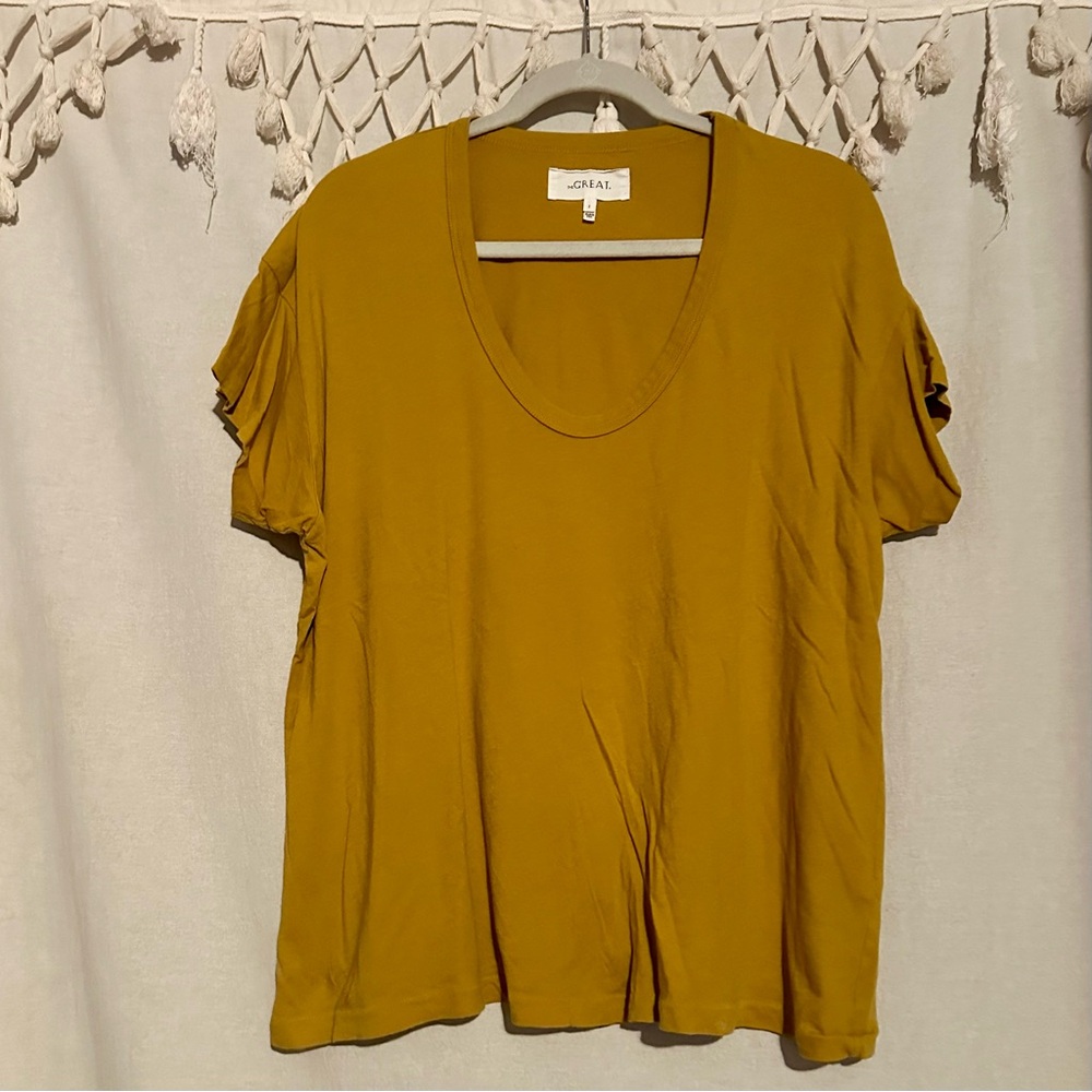 The Great U-Neck Tee in Dijon, size 2(medium)